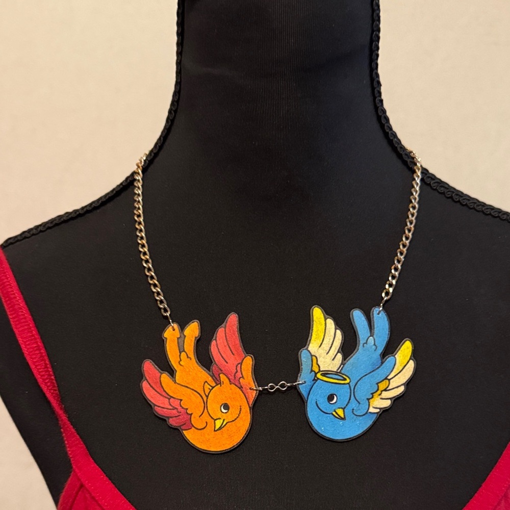 Good/Evil Sparrow Pendant Necklace